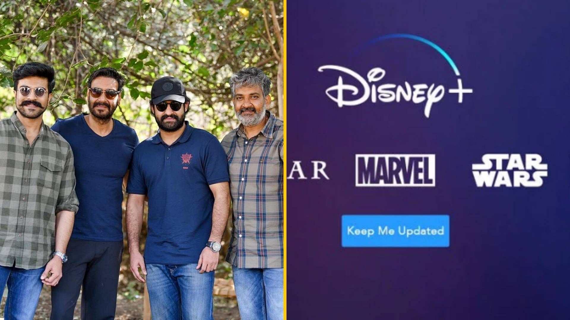 Ajay Devgn on the sets of <i>RRR</i>; Disney+ will launch in India in March.