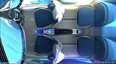 Swivel seats on the interiors of the Maruti Suzuki Futuro E concept. 