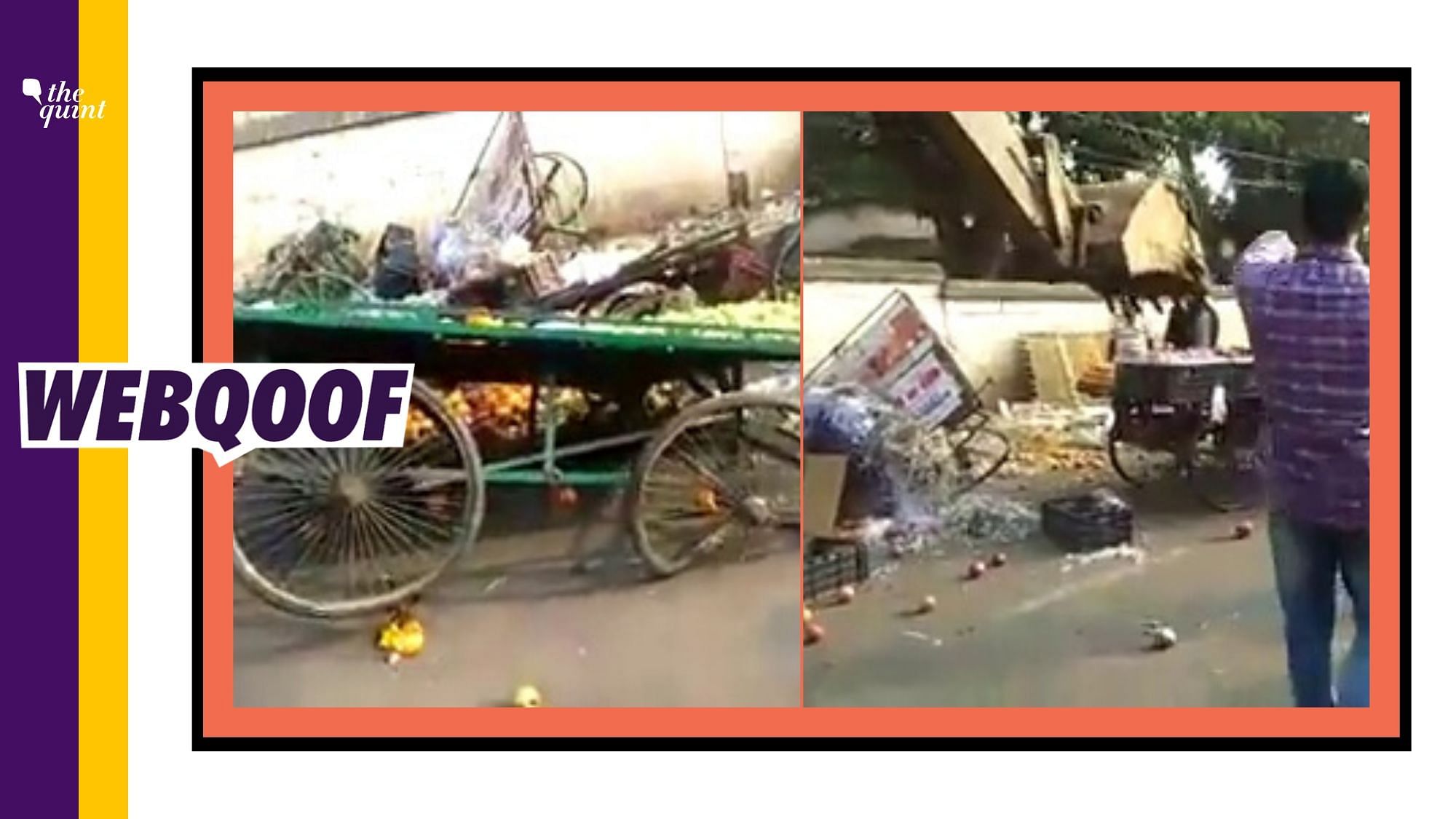 A video, seemingly of an eviction drive, is being shared on Twitter and Facebook with a claim that the Uttar Pradesh government has taken the first step towards making India “Gareeb Mukt”.