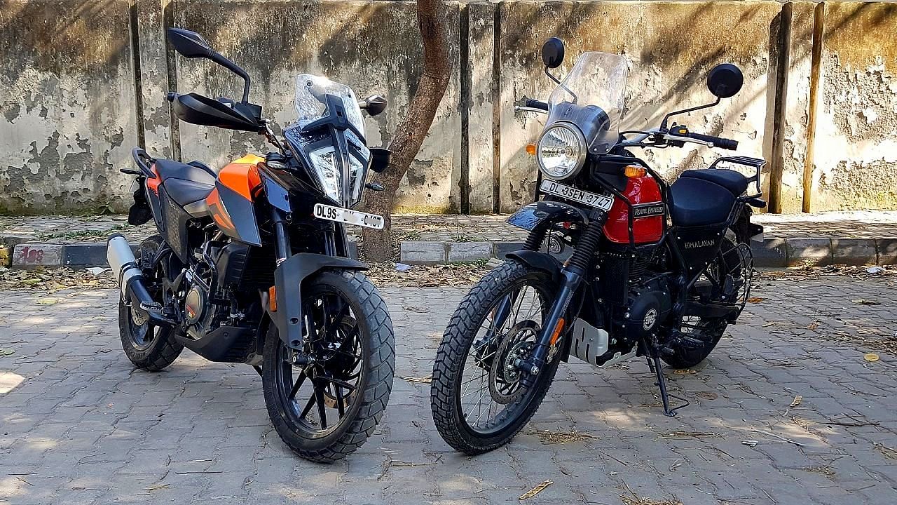 The KTM 390 Adventure (left) is out to challenge the Royal Enfield Himalayan.