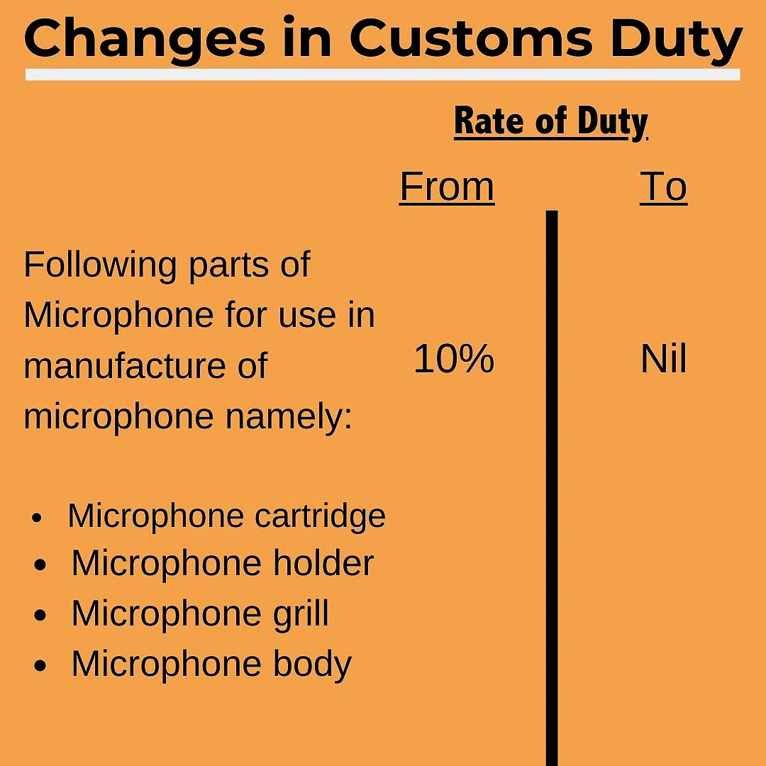 Duty on some electronic components reduced. 