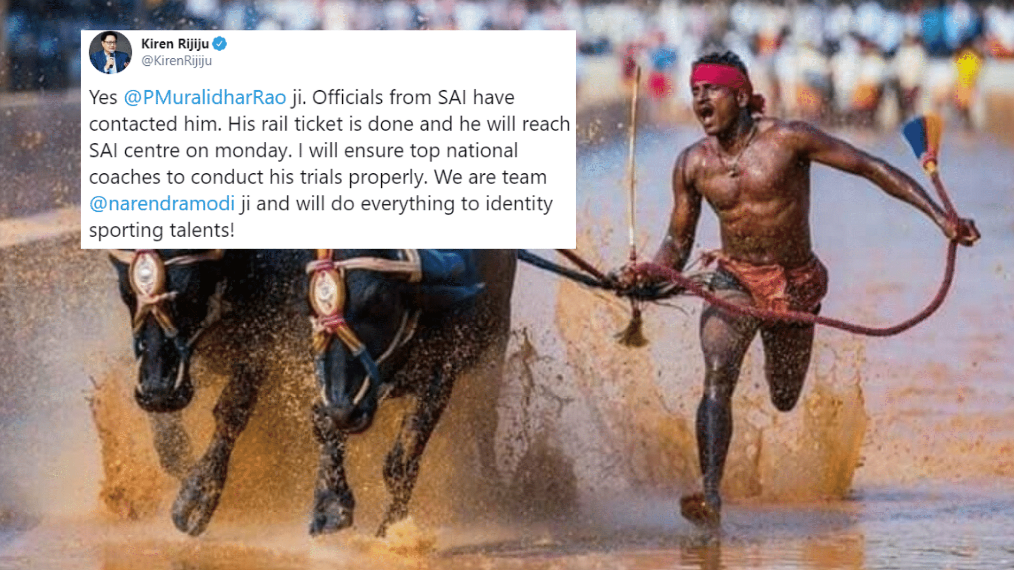 The 28-year-old is a construction worker &amp; took just 13.62 seconds to cover a distance of 145 metres at the Kambala.