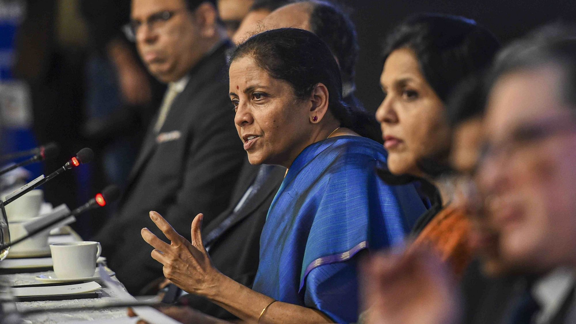 Finance Minister Nirmala Sitharaman during the FICCI National Executive Committee meeting in Delhi on 3 February.