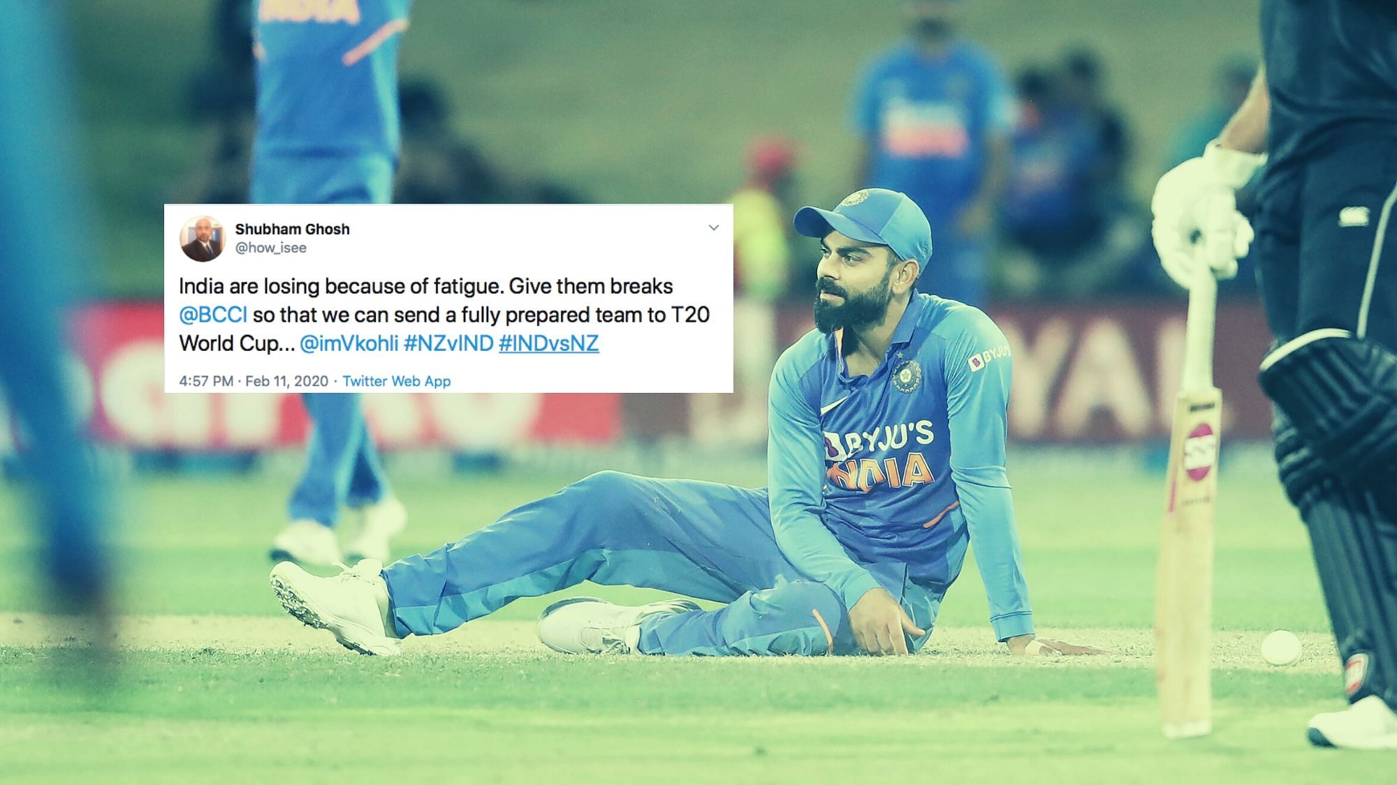 Twitteratis blamed fatigue as the reason behind India’s 3-0 series loss against New Zealand.