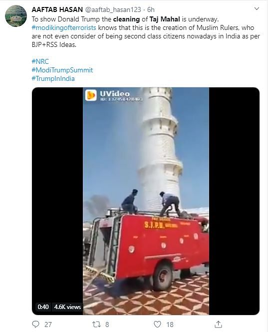 The video is of a Taj-Mahal like structure in People’s Mall in Bhopal.