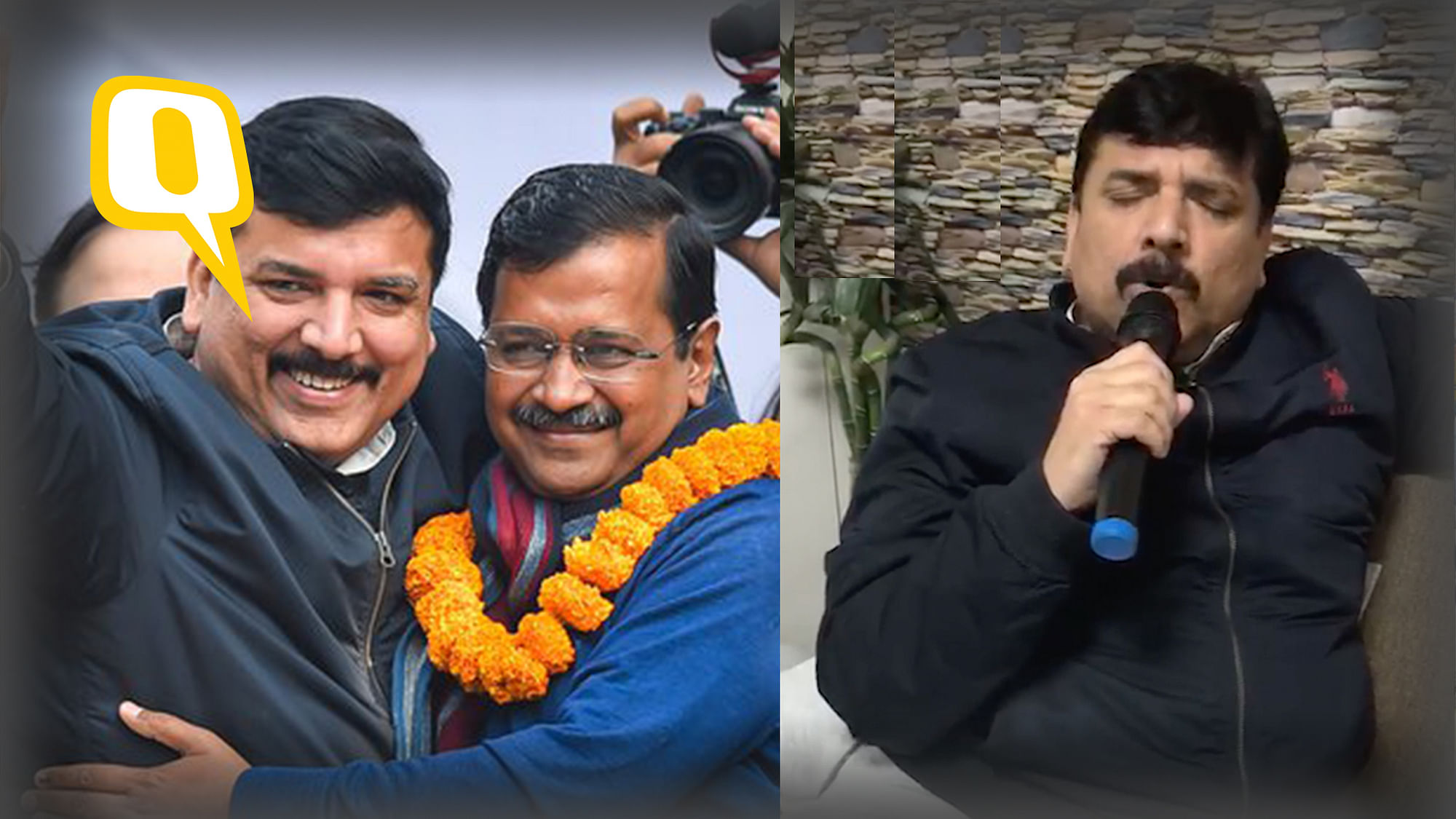 Elated after AAP’s landslide victory in the Delhi Assembly Polls, AAP’s Rajya Sabha MP Sanjay Singh broke into a song.&nbsp;