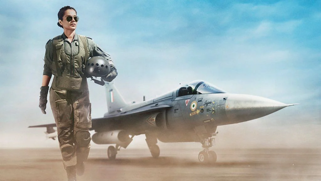 Kangana Ranaut in a poster of her upcoming film<i>Tejas.</i>