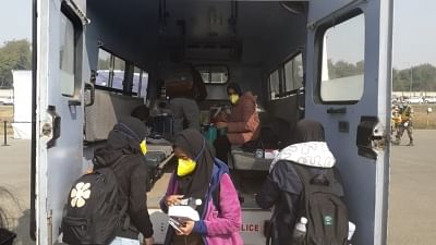 Photo of people evacuating in New Delhi after returning from Wuhan.&nbsp;