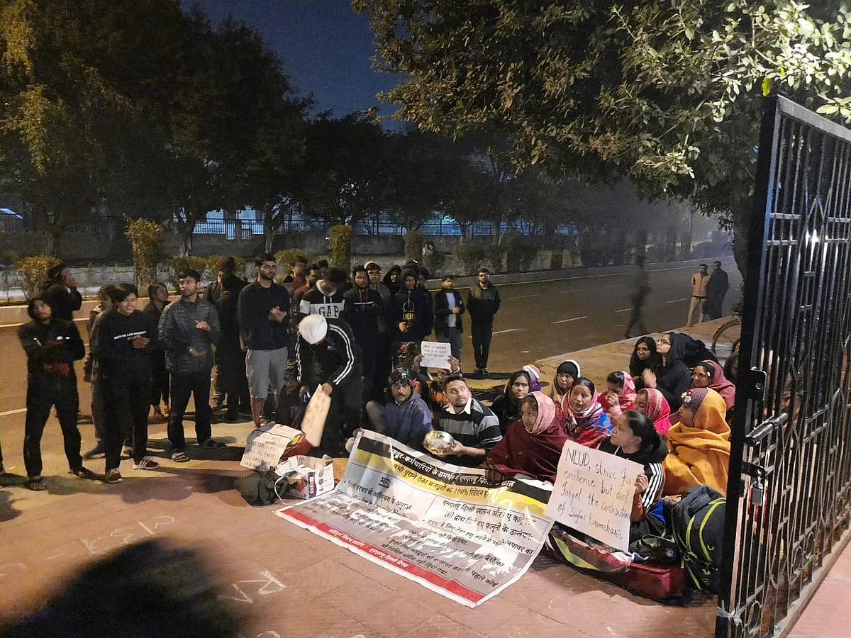 A night protest called by students of NLU. 