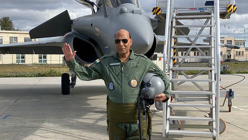 Image of Defence Minister Rajnath Singh and a Rafale aircraft, used for representational purposes.