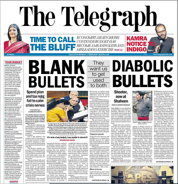 Here’s  how  newspapers in the country covered  Budget 2020.