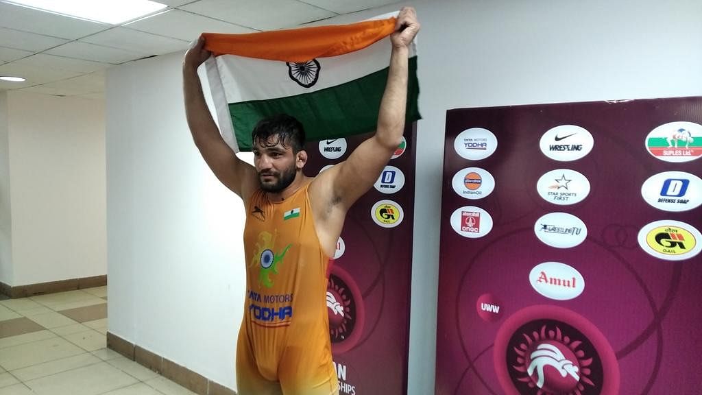 India’s Sunil Kumar reached the final of the 87kg category with a brilliant come-from-behind victory over Azamat Kustubayev at the Asian Wrestling Championships on Tuesday, 21 February.