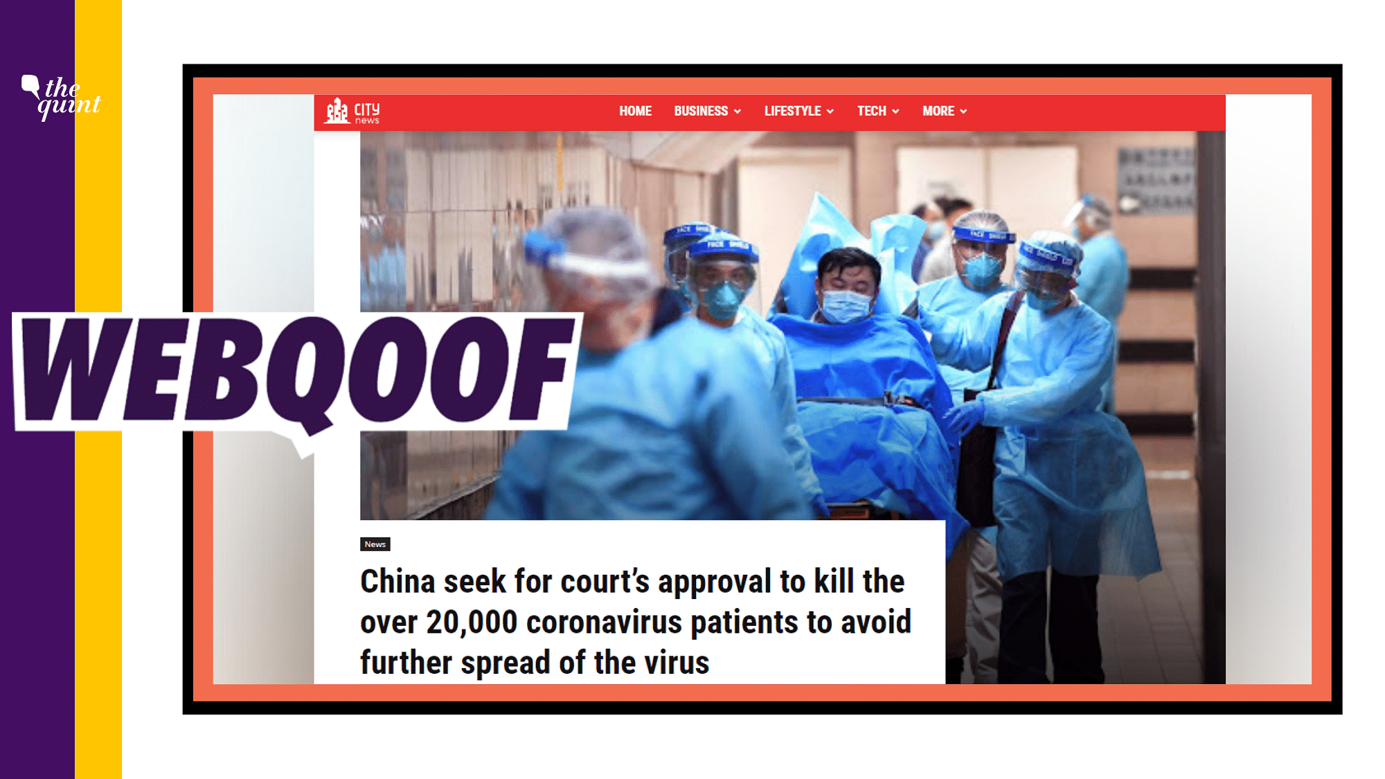 A viral article falsely claimed that China has sought court’s approval to kill 20,000 coronavirus patients.