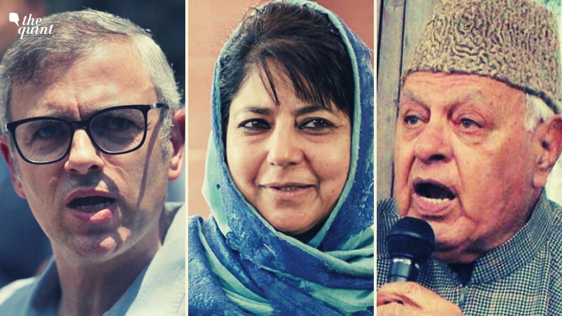 All three former Chief Ministers of Jammu and Kashmir: Omar Abdullah (left), Mehbooba Mufti (centre) and Dr Farooq Abdullah have been booked under the Public Safety Act.&nbsp;