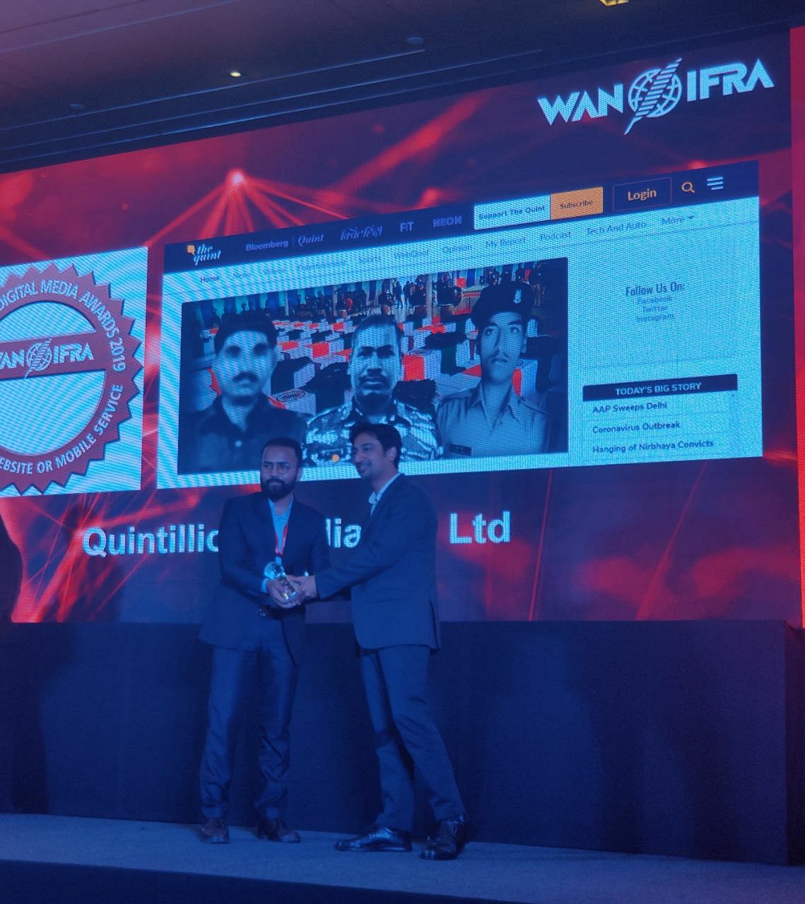The Quint also won bronze for the ‘Best News Website or Mobile Service’ category.
