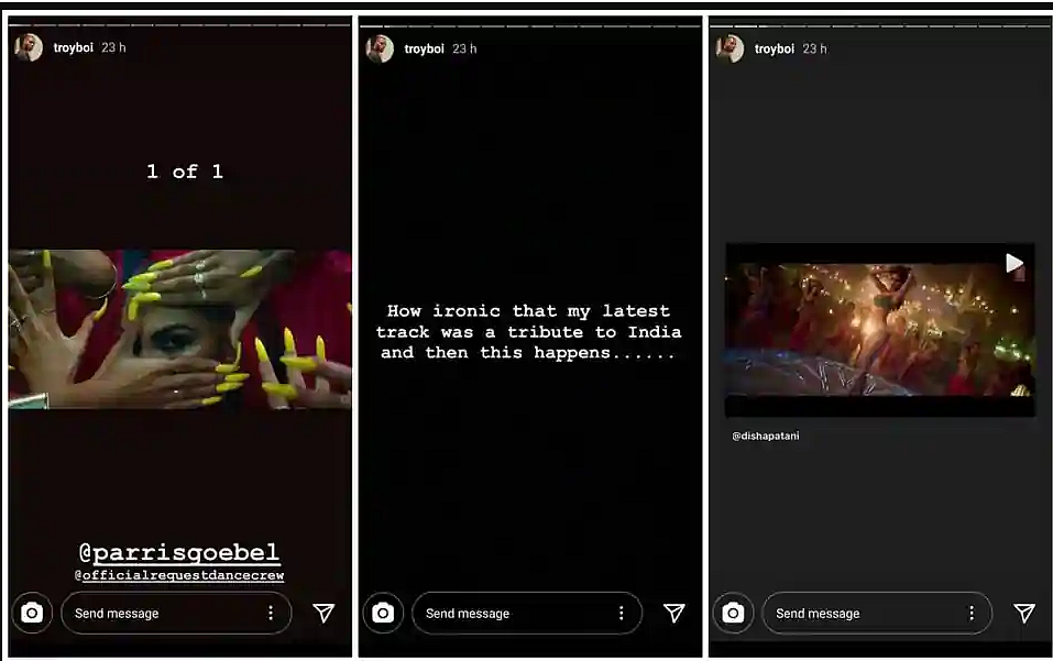 The series of Instagram stories uploaded by TroyBoi 