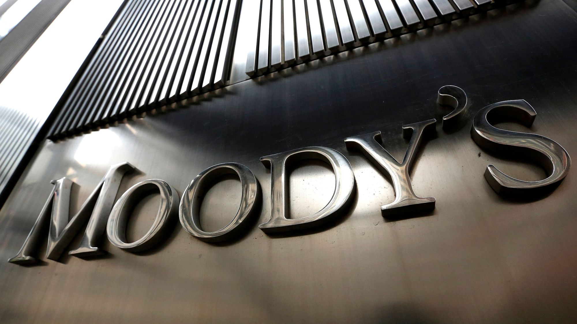 A Moody’s sign is displayed on 7 World Trade Center, the company’s corporate headquarters in New York.&nbsp;