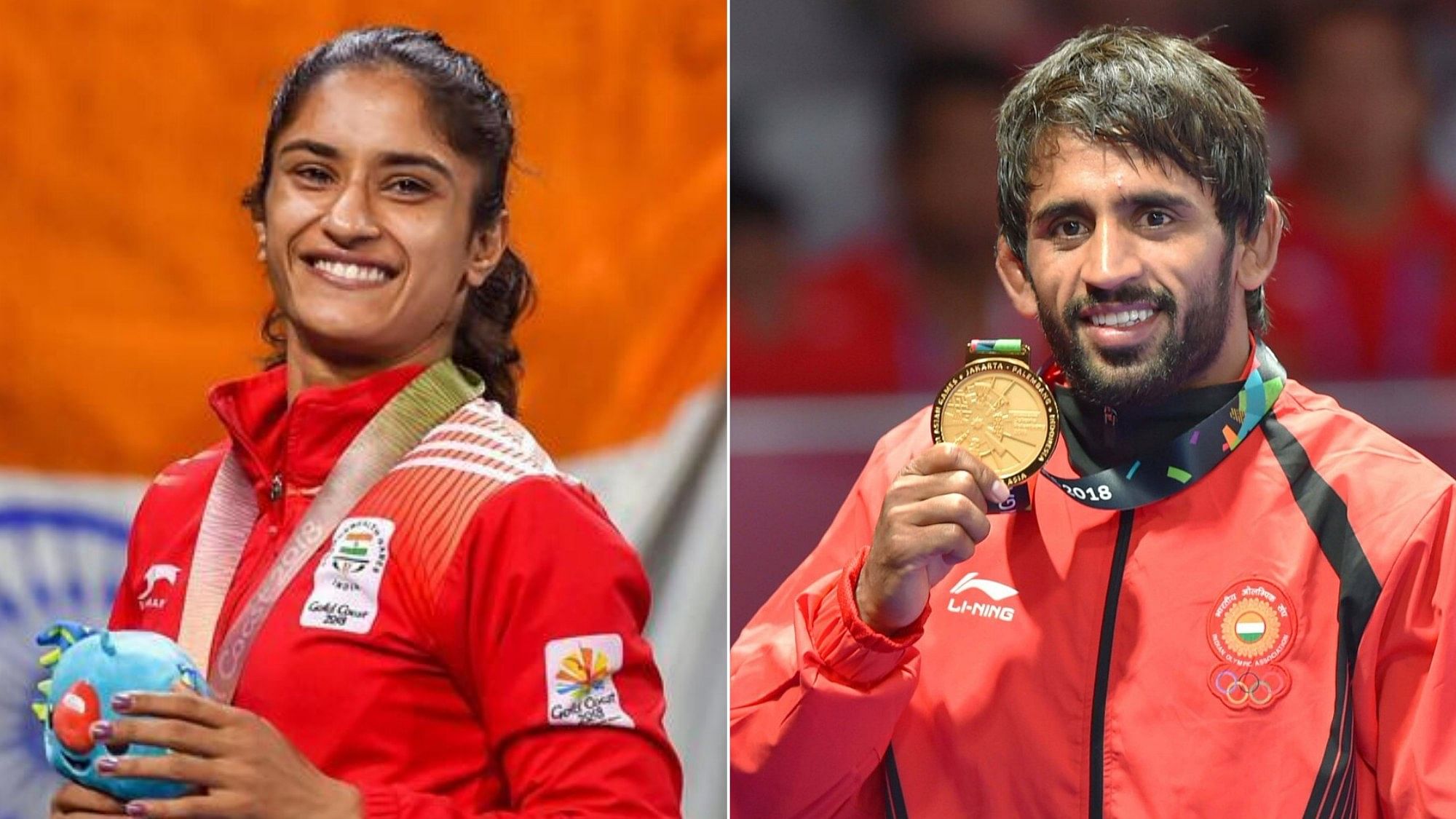 Both Vinesh Phogat (left) and Bajrang Punia had clinched bronze at the Wrestling World Championships last year.
