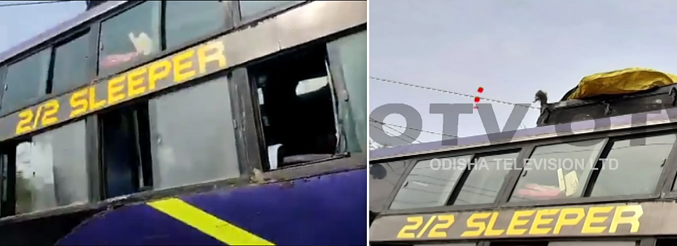 Left: Video uploaded on Twitter. Right: Odisha TV bulletin.