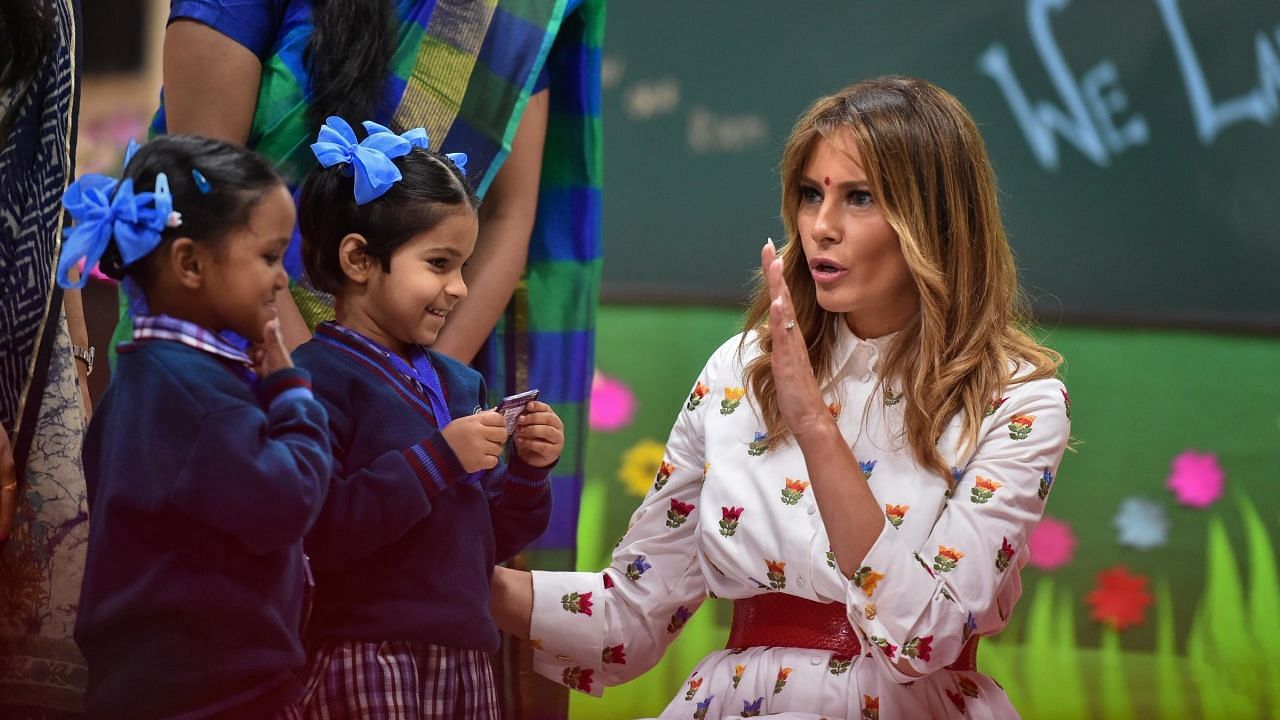 US First Lady Melania Trump visited a Delhi government school in south Moti Bagh area on Tuesday, 25 February.