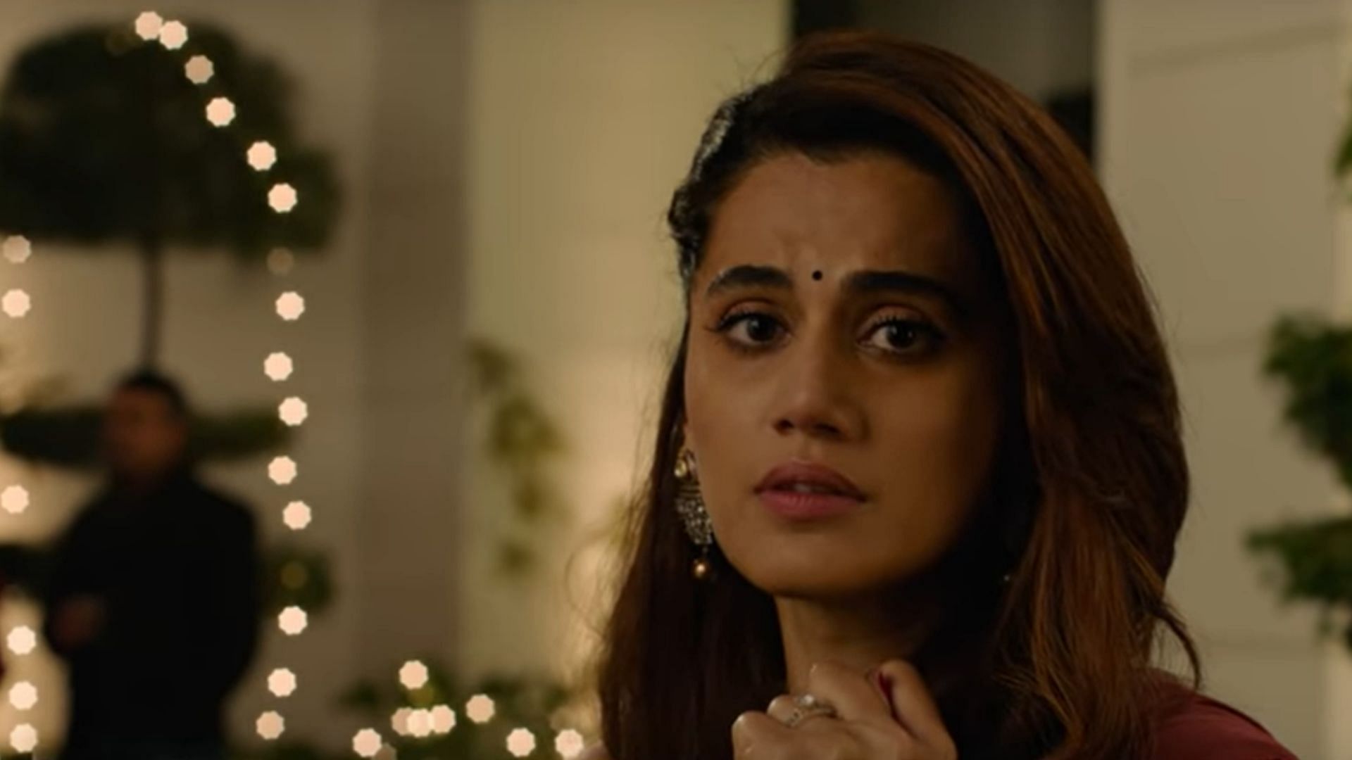 Taapsee Pannu in a still from the second trailer of <i>Thappad</i>.