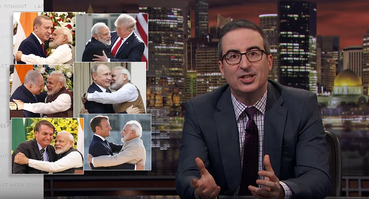 John Oliver referred to PM Narendra Modi as “an aggressive hugger”. 