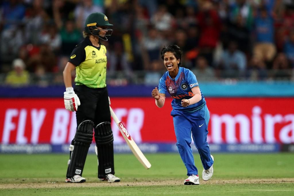 Poonam Yadav took 4/19 to help India complete a 17-run victory against defending champions Australia on Friday.