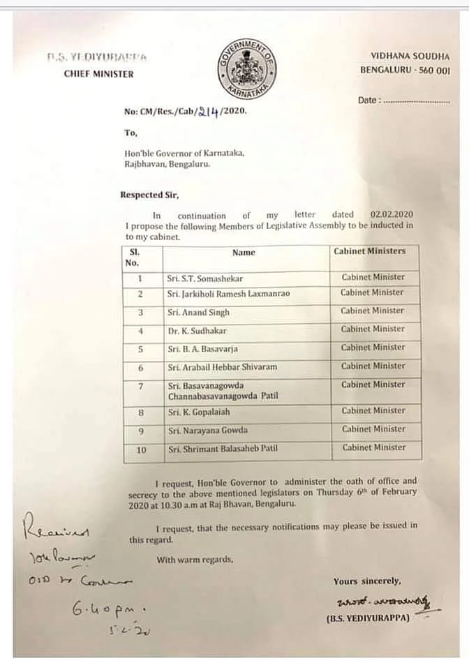 Yediyurappa Inducts 10 Defectors Into Cabinet, Loyalists Left Out