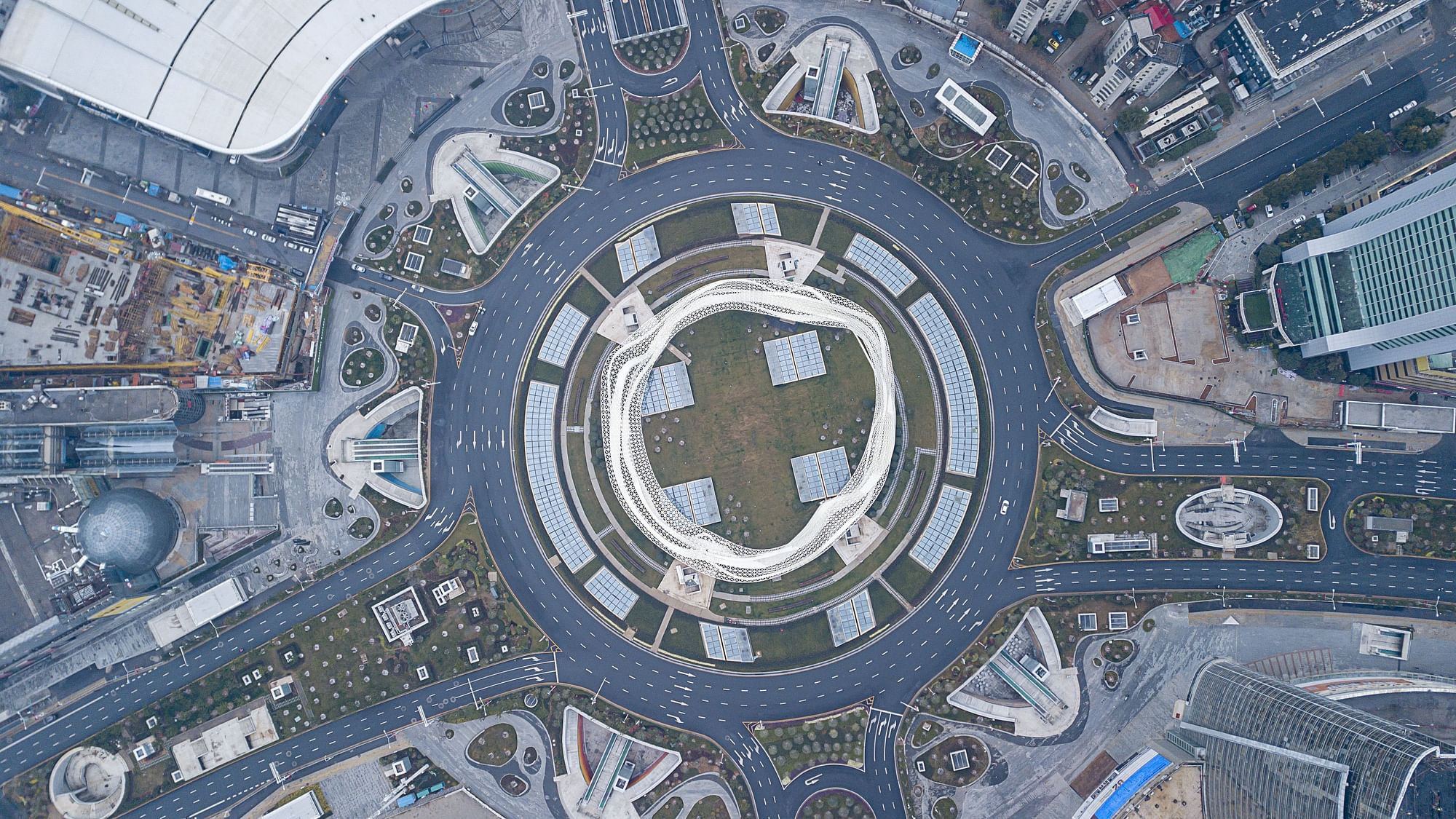 An aerial photo shows the Optics Valley Square complex, Asia’s largest urban underground complex, in Wuhan, Hubei Province. Many local residents have reduced or avoided outdoor activities during the novel coronavirus outbreak. &nbsp;
