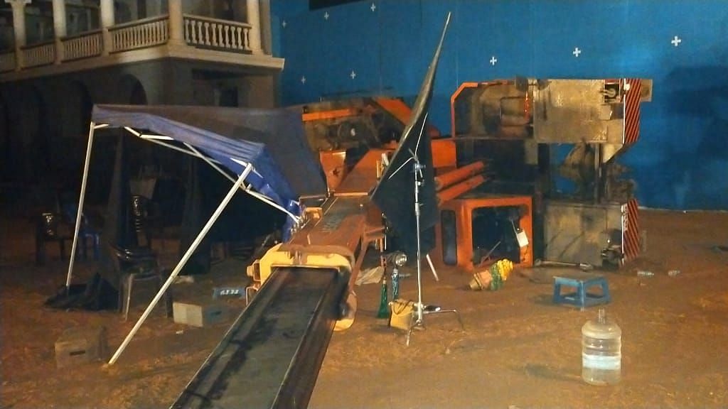 The accident took at a private studio in suburban Nazrathpet when the crane employed to erect the set crashed.