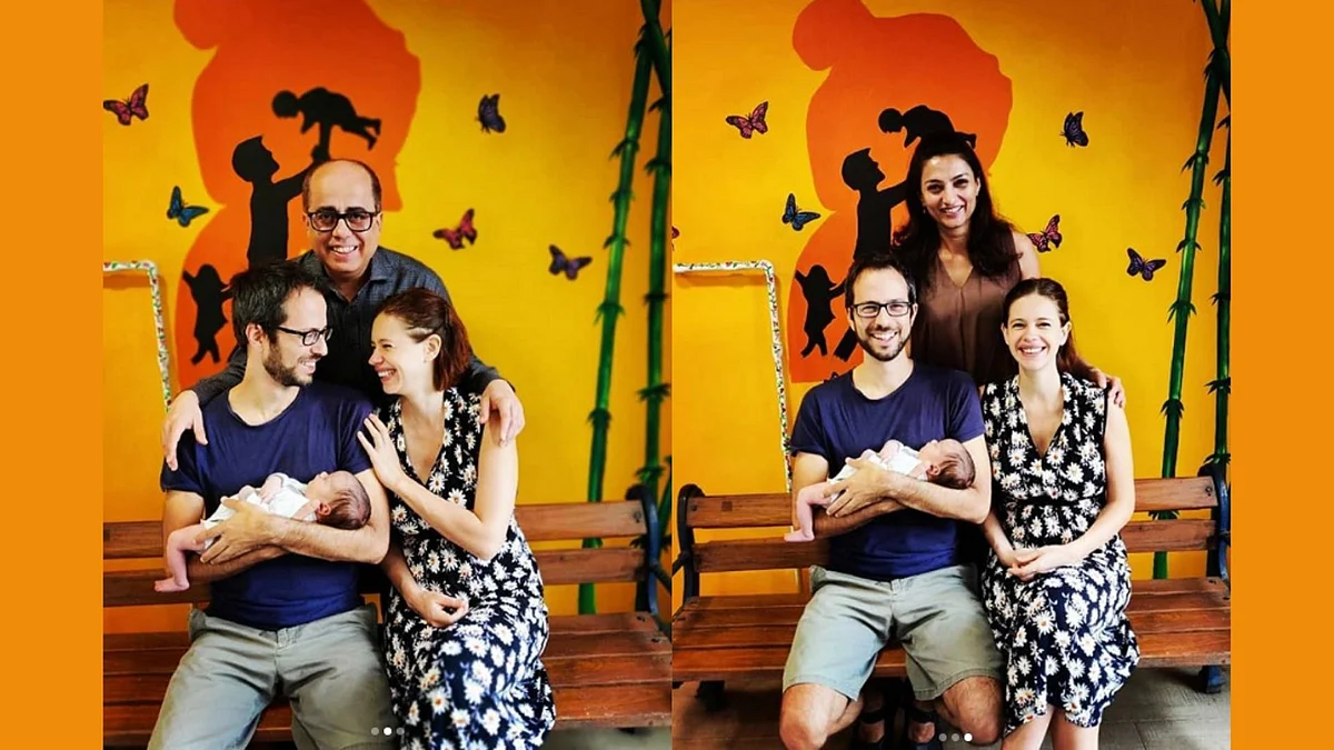 Kalki Koechlin and partner Guy Hershberg with their baby girl. 