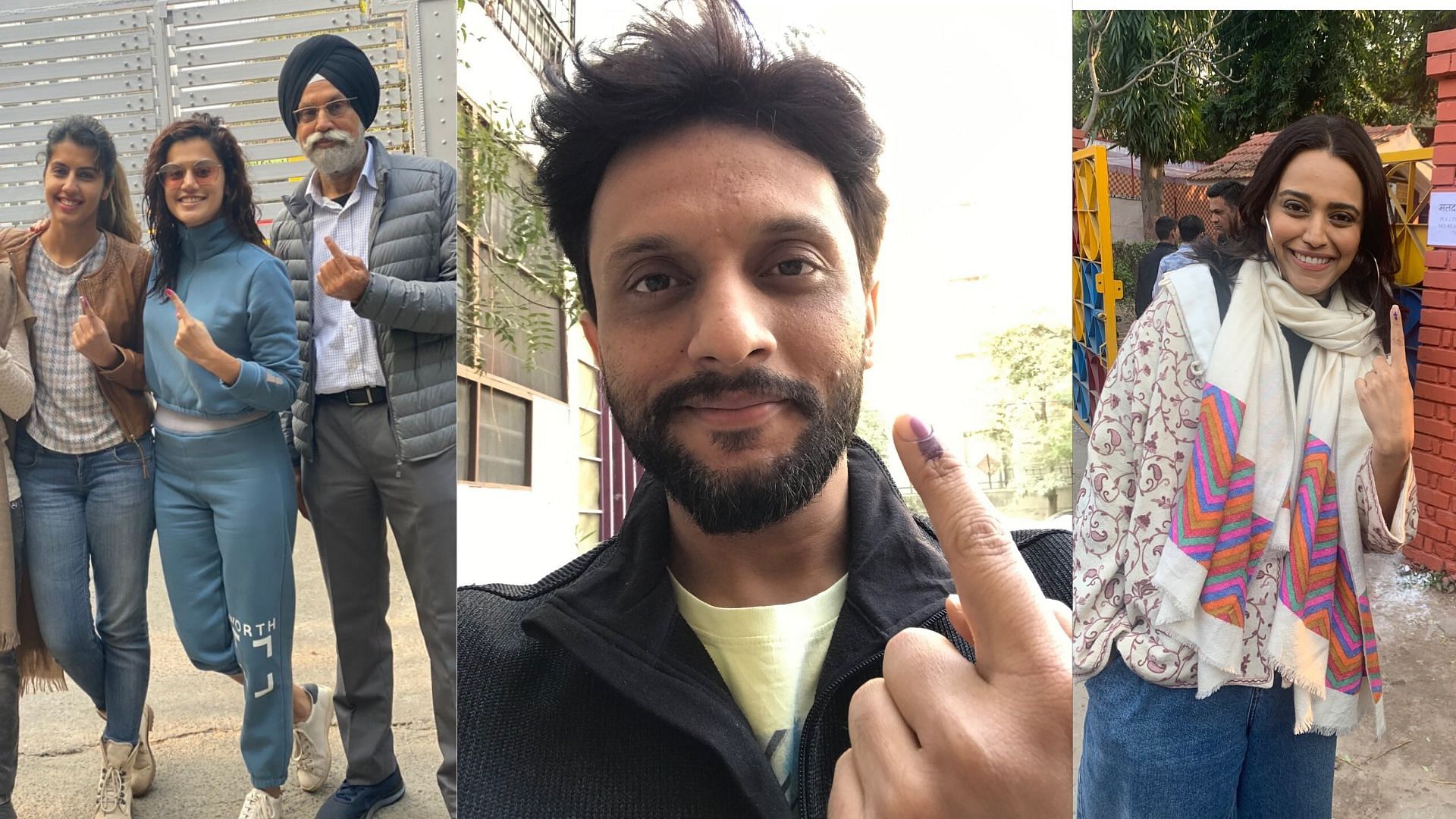 Taapsee Pannu, Zeeshan Ayyub and Swara Bhasker cast their votes in Delhi.