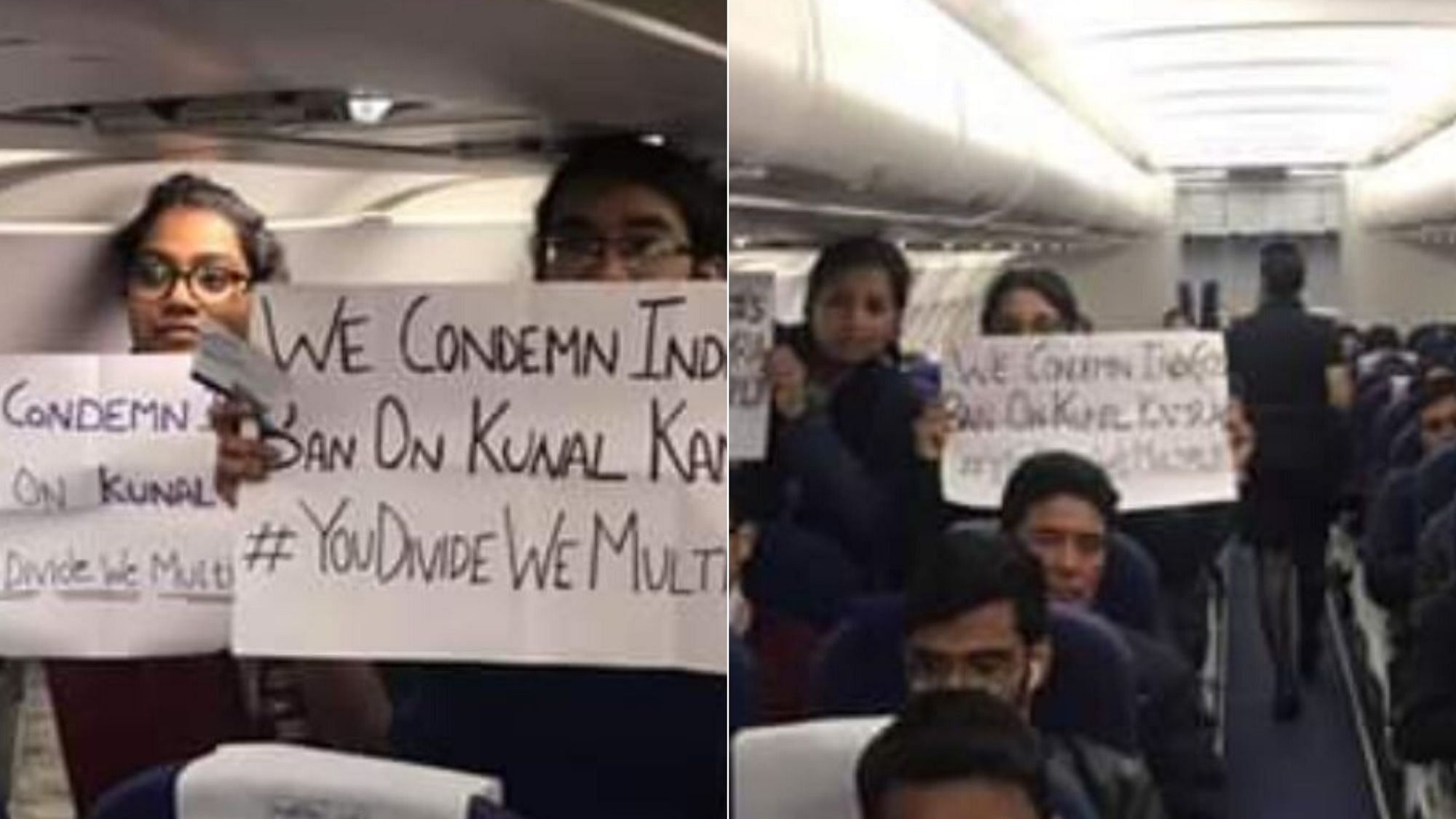 Flyers protesting against the flying ban imposed on Kunal Kamra.&nbsp;