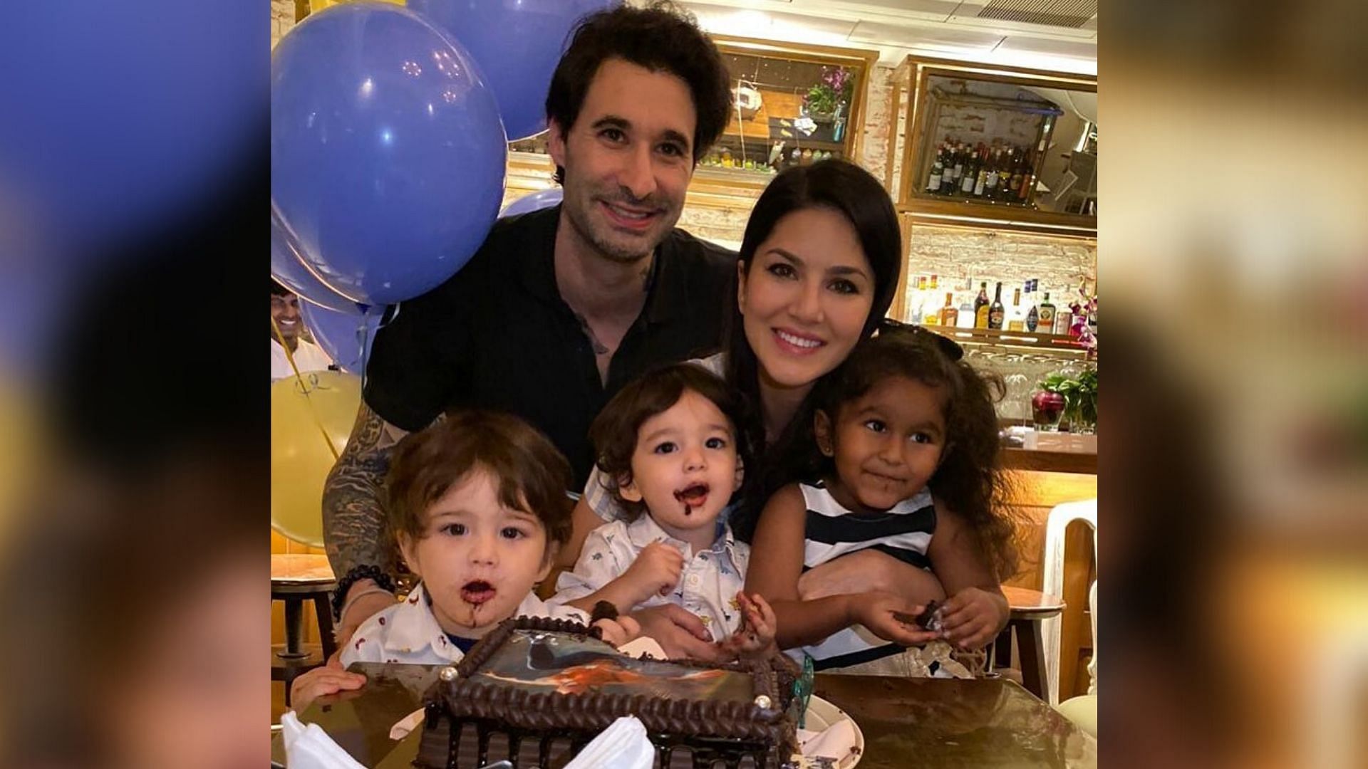 Sunny Leone with husband Daniel and children