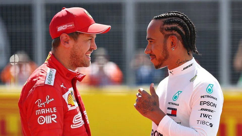 Sebastian Vettel (left) joined Ferrari in 2015 and the German’s contract ends at the end of the coming season, as does world champion Lewis Hamilton’s at Mercedes.