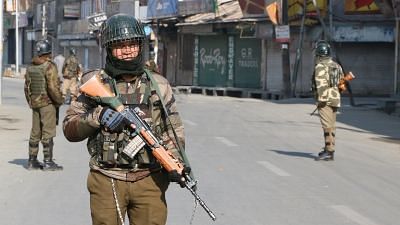 Srinagar: Security beefed up in Srinagar on the death anniversary of Parliament attack convict Afzal Guru on Feb 9, 2018.&nbsp;