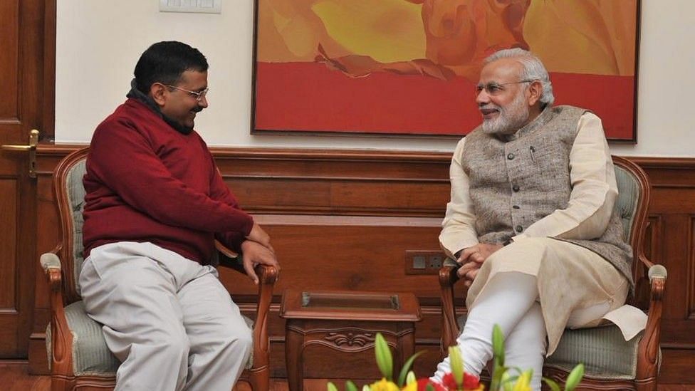File image of Arvind Kejriwal with Prime Minister Narendra Modi.&nbsp;