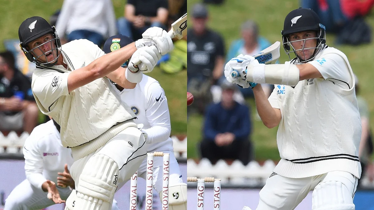 Kyle Jamieson (left) and Trent Boult in action against India on Day 3 of the Wellington Test.