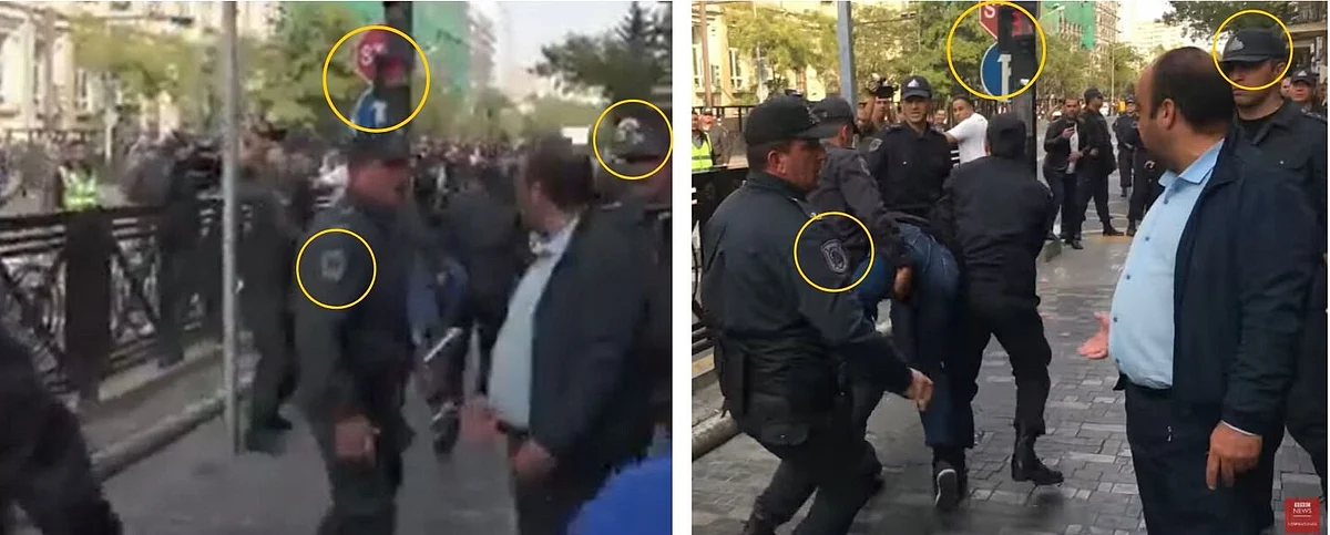Screengrab from the viral video (left) and screengrab from the BBC video (right)