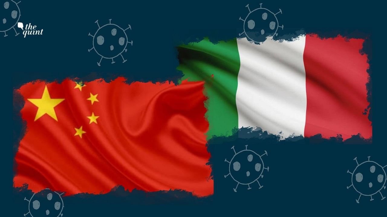 Image of Chinese flag (L) and Italian flag (R) used for representational purposes.