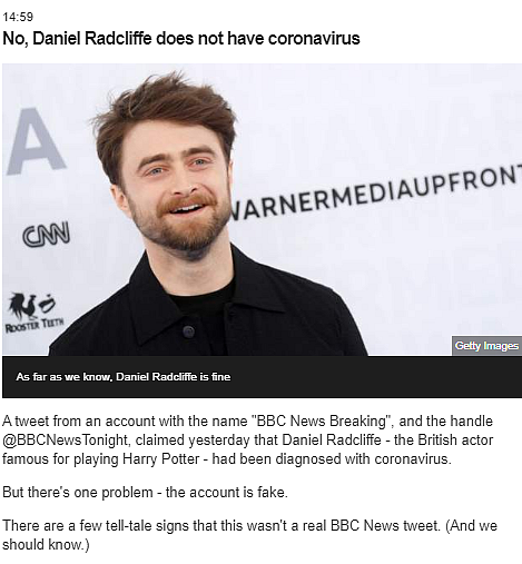 BBC called the Twitter account as fake.