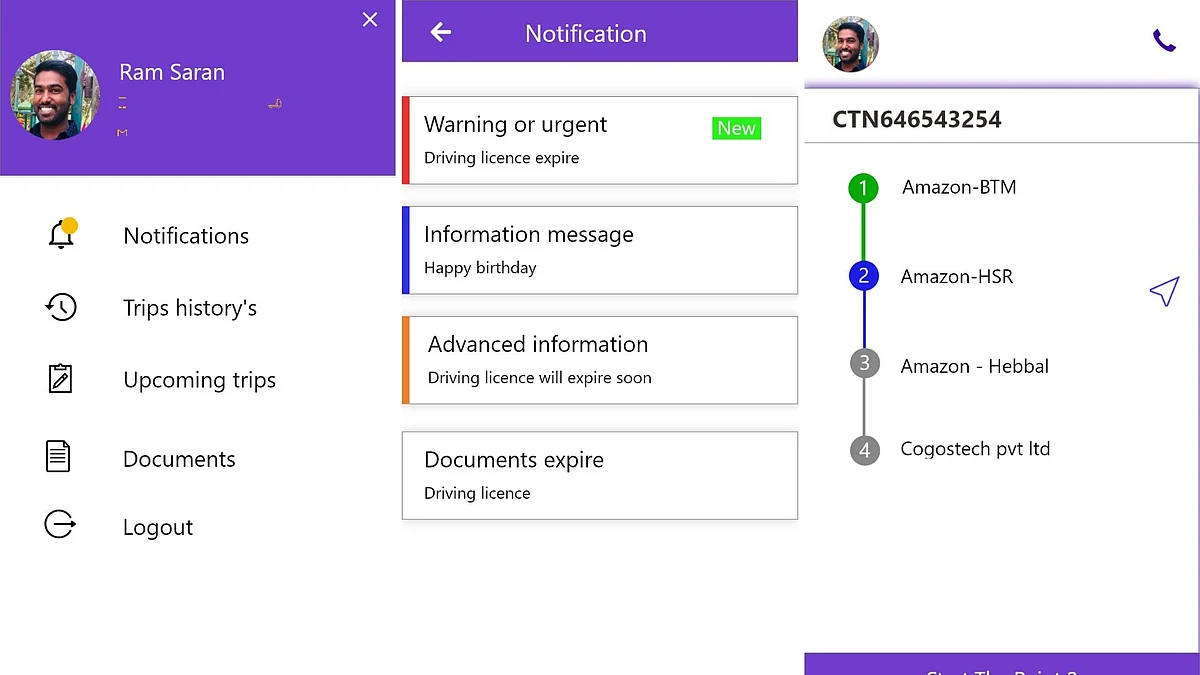 App is being used to track the vehicles, and provide them with documents.