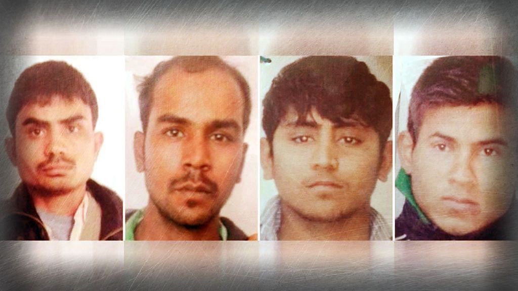 Composite image of the Nirbhaya gang rape and murder case convicts.