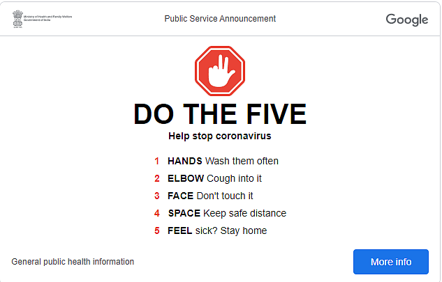 Google 5 basic precautionary measures amid coronavirus outbreak.
