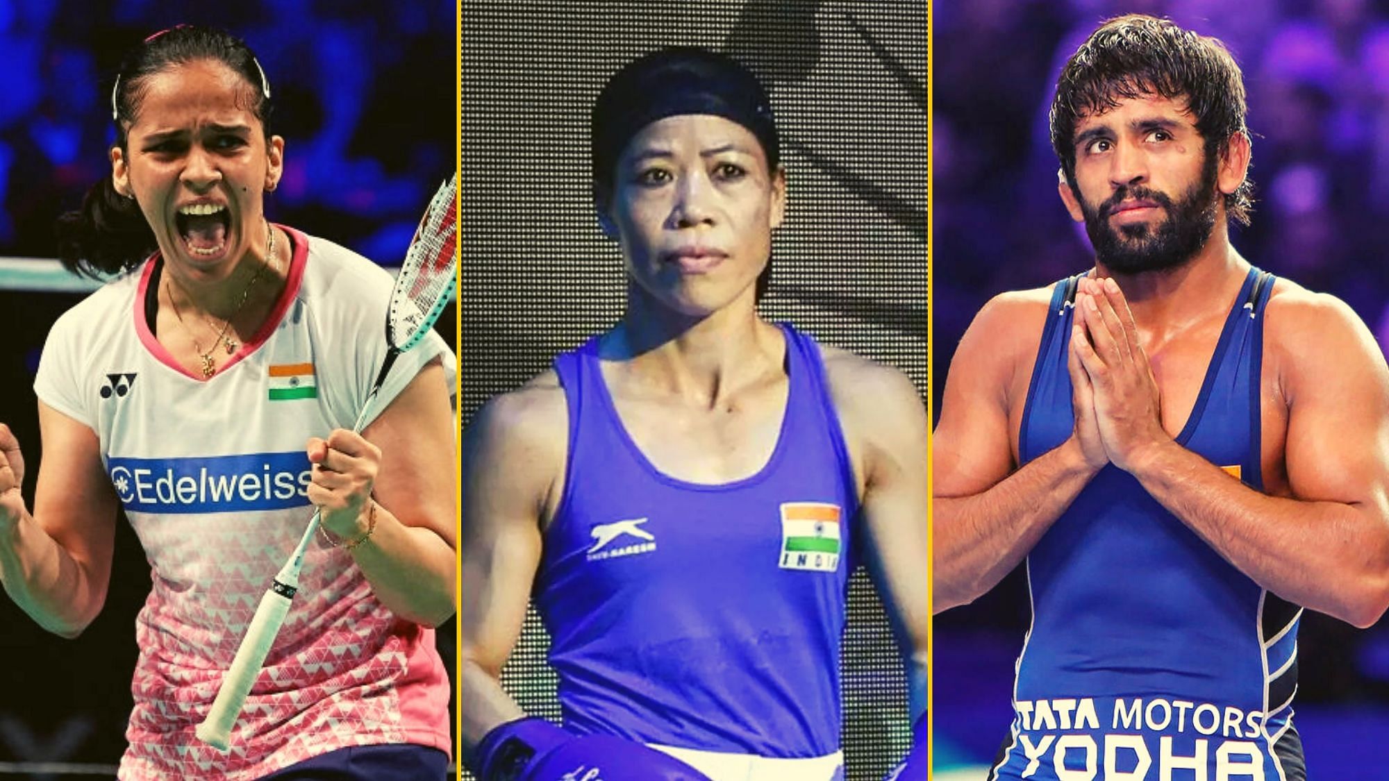  India’s Sharath Kamal (left), Mary Kom (centre), Bajrang Punia, along with other athletes from India, welcomed IOC’s decision to postpone the Tokyo Games by a year.