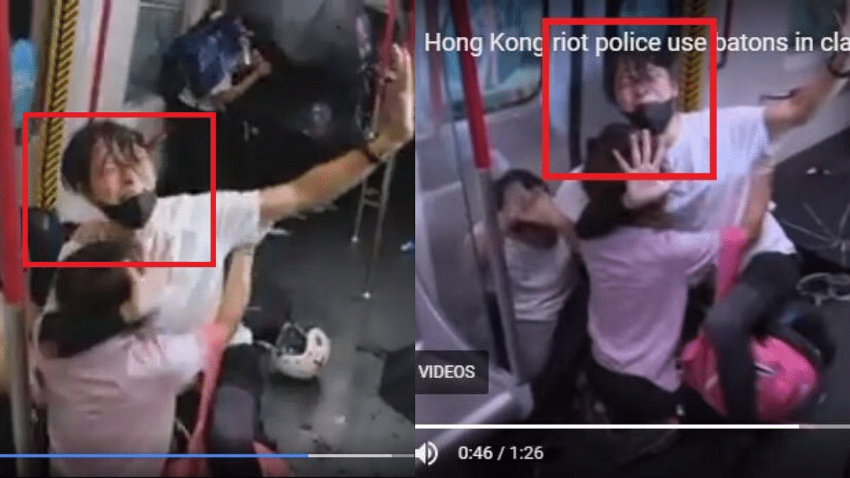 The visuals pertain to an incident of police crackdown at Prince Edward station in Kowloon, Hong Kong.