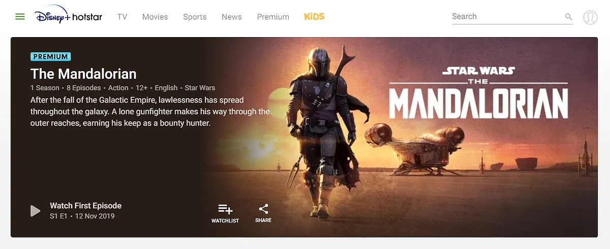 Disney+ Hotstar original, <i>The Mandalorian,</i> was available for streaming on 11 March.