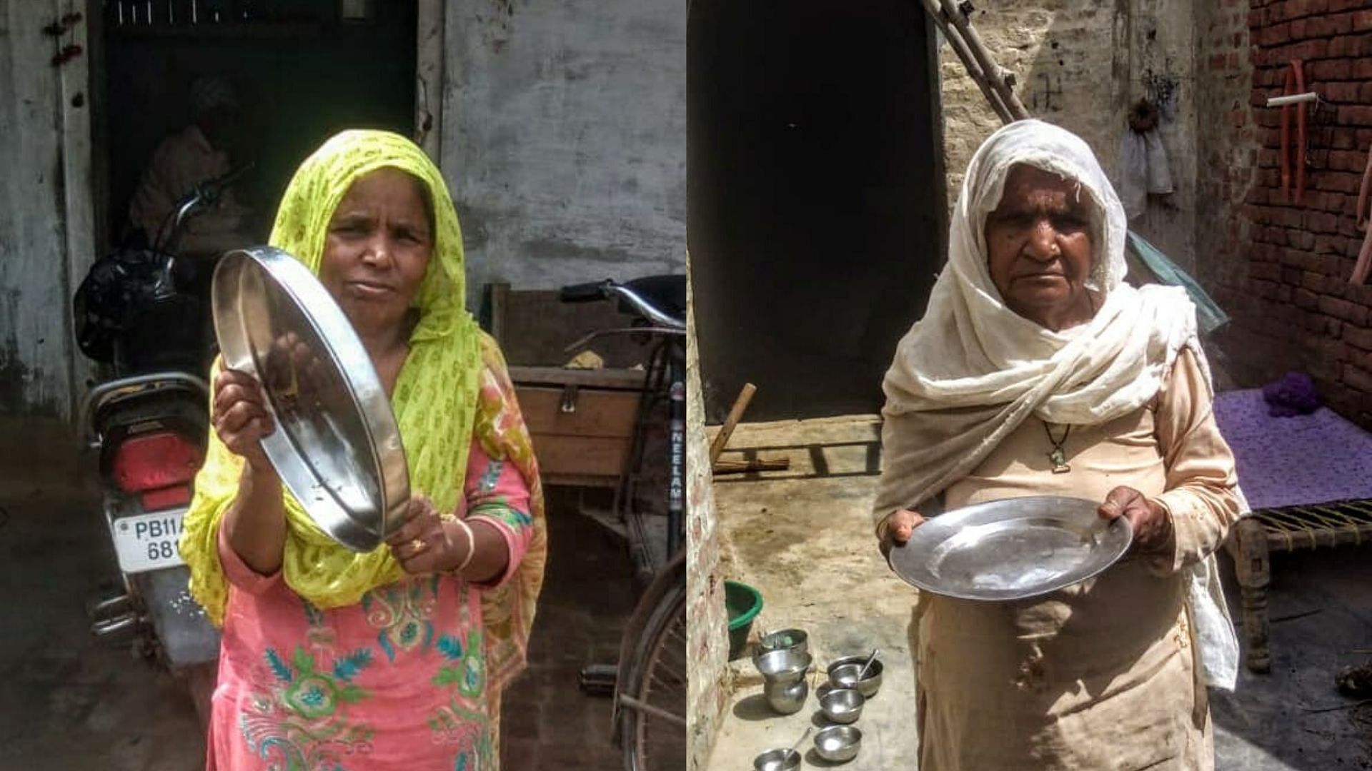 During the Covid-19 lockdown, MGNREGA workers in Patiala’s Nabha division from the state of Punjab banged empty plates to protest the lack of food and money.