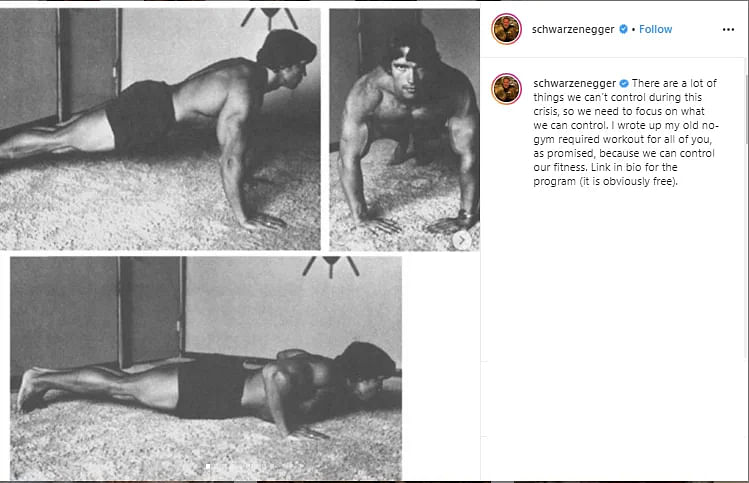 Arnold Schwarzenegger Shares No-Gym Workout Tips Amid COVID-19