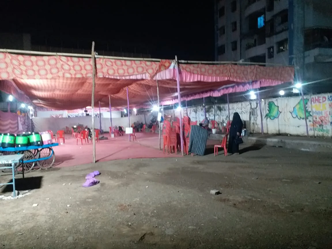 Empty protest site in Kalyan near Mumbai.
